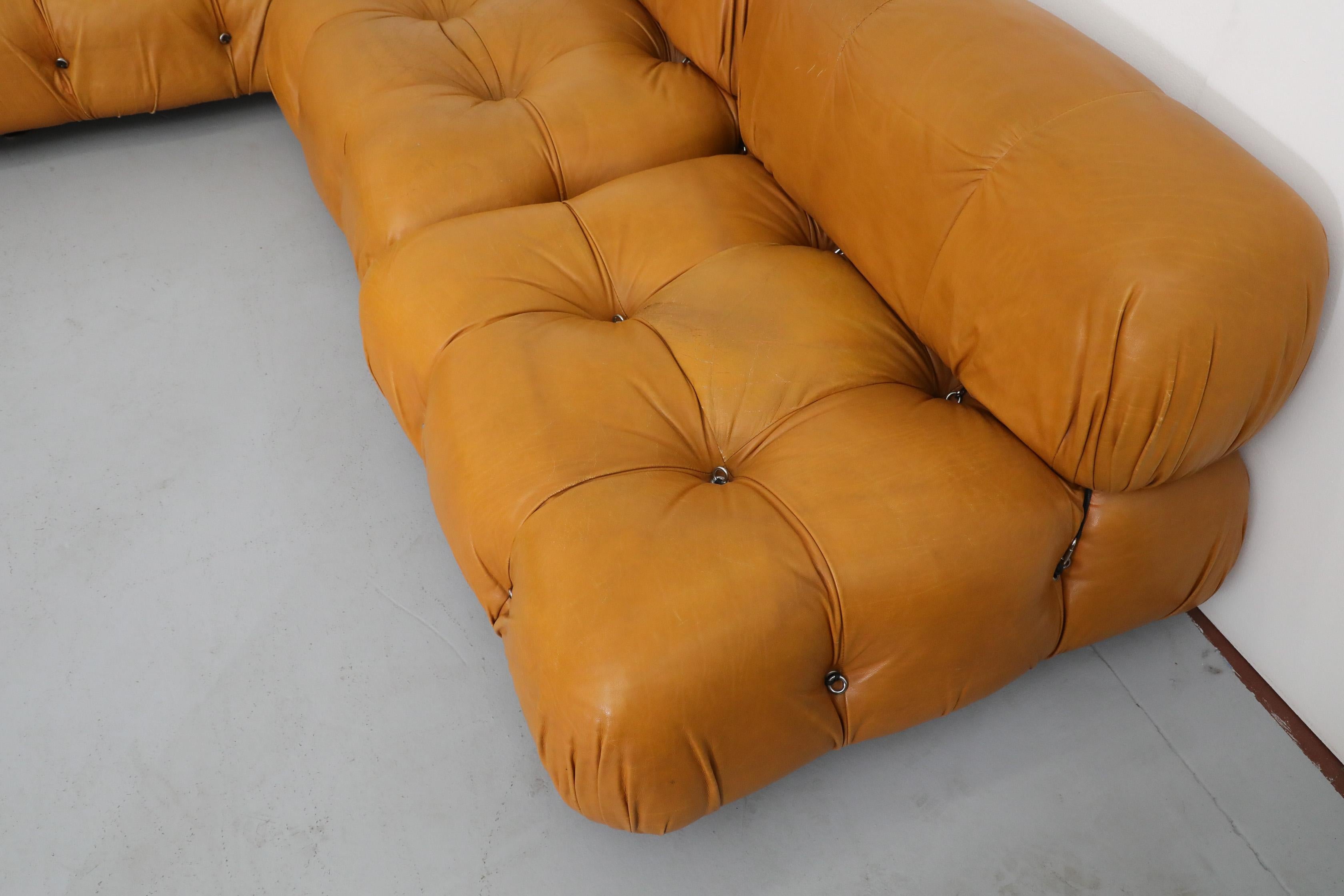 Canapé 5 sections 'Camaleonda' par Mario Bellini pour B&B Italia en cuir caramel en vente 3