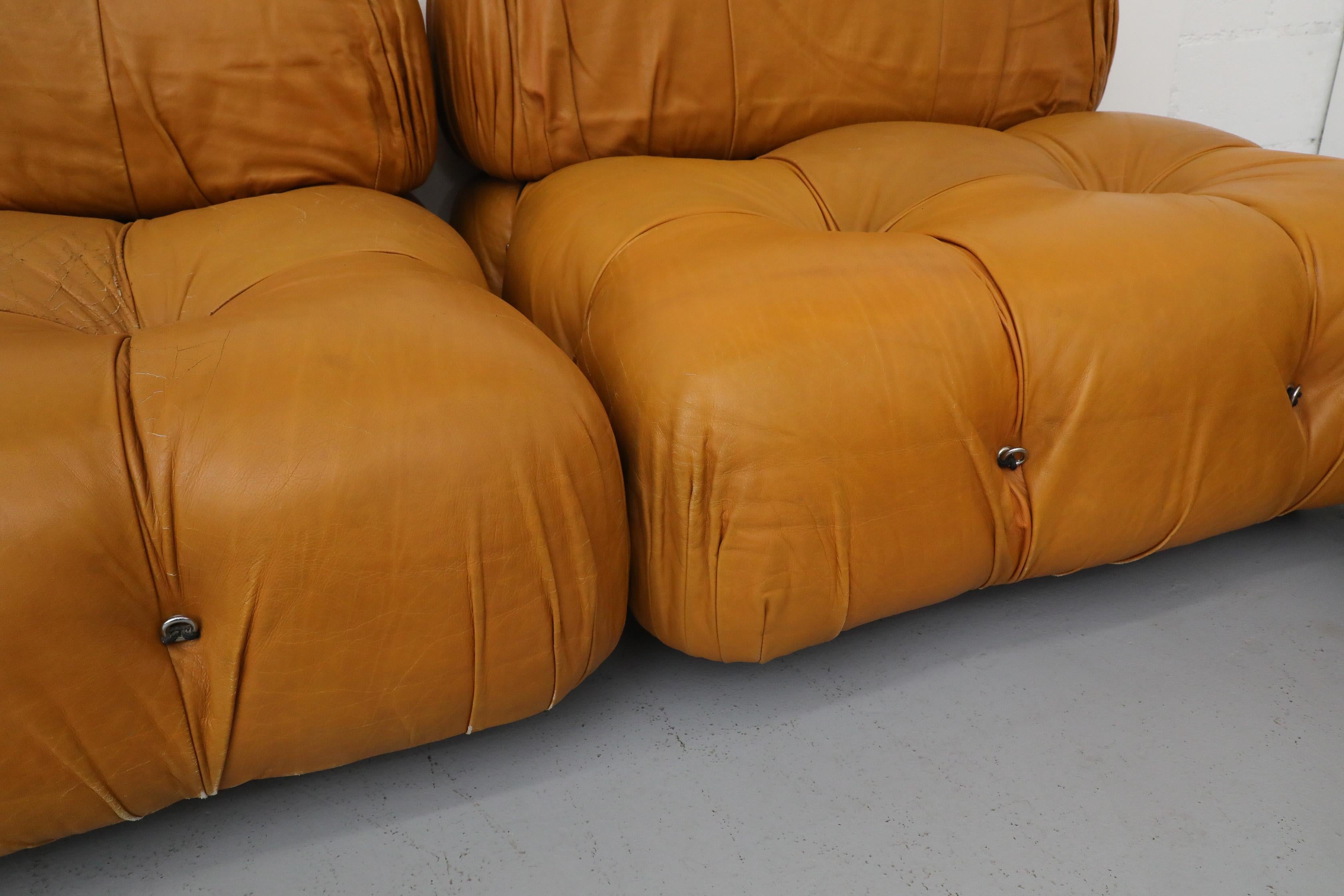 Canapé 5 sections 'Camaleonda' par Mario Bellini pour B&B Italia en cuir caramel en vente 4