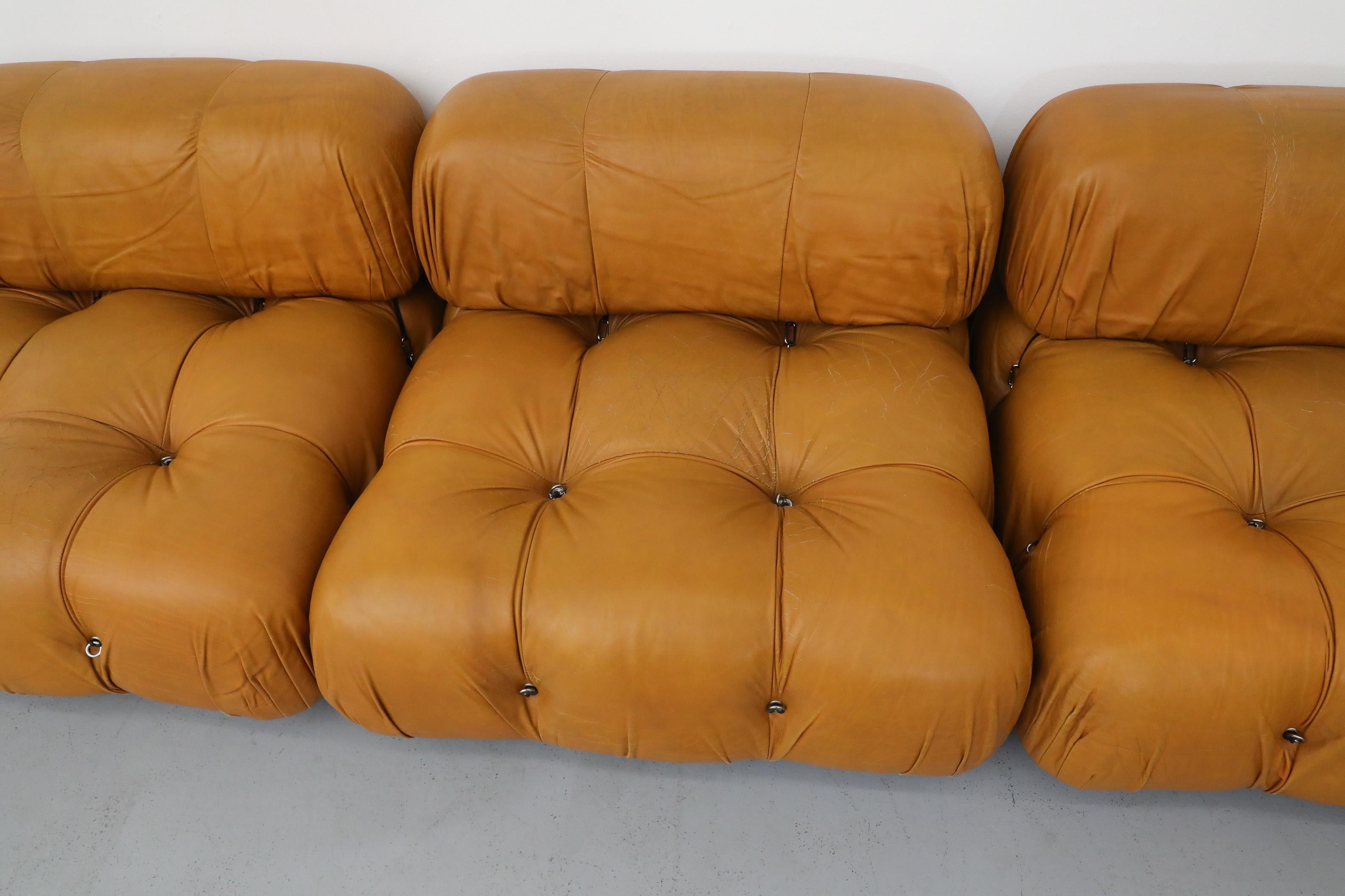Cuir Canapé 5 sections 'Camaleonda' par Mario Bellini pour B&B Italia en cuir caramel en vente