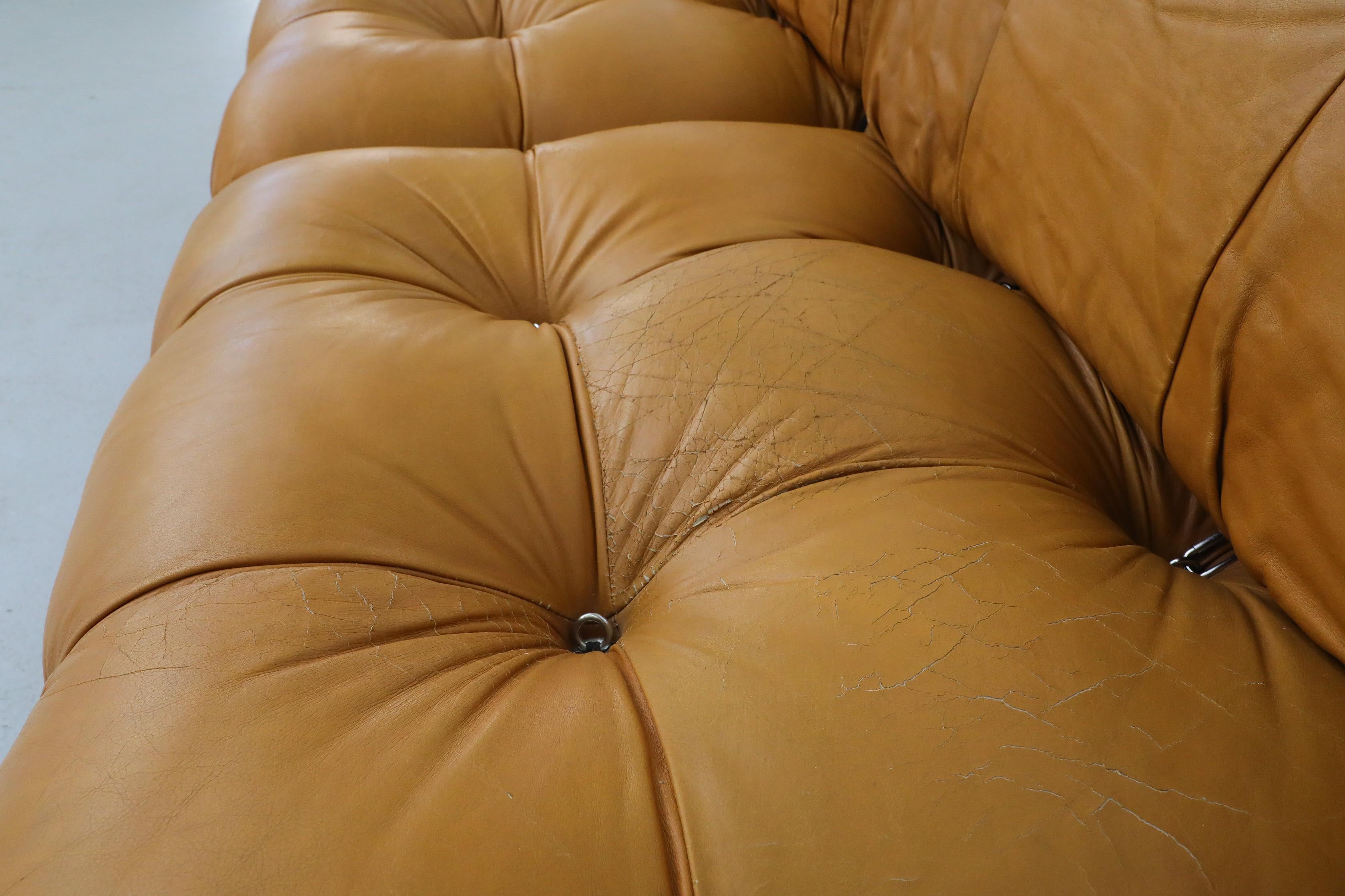 Canapé 5 sections 'Camaleonda' par Mario Bellini pour B&B Italia en cuir caramel en vente 1