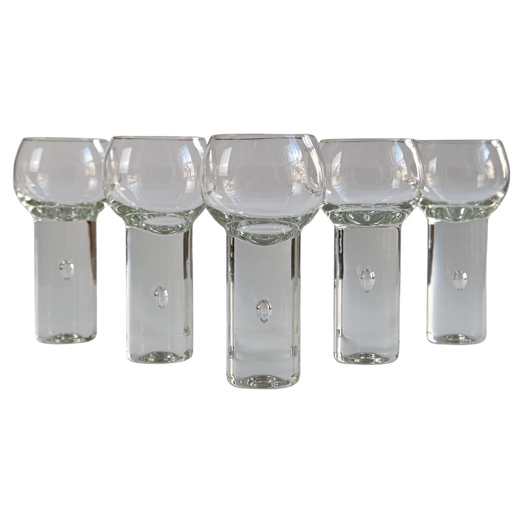 5 verres à vin en cristal toscan du milieu du siècle dessinés par Sergio Asti, Italie, C.C.