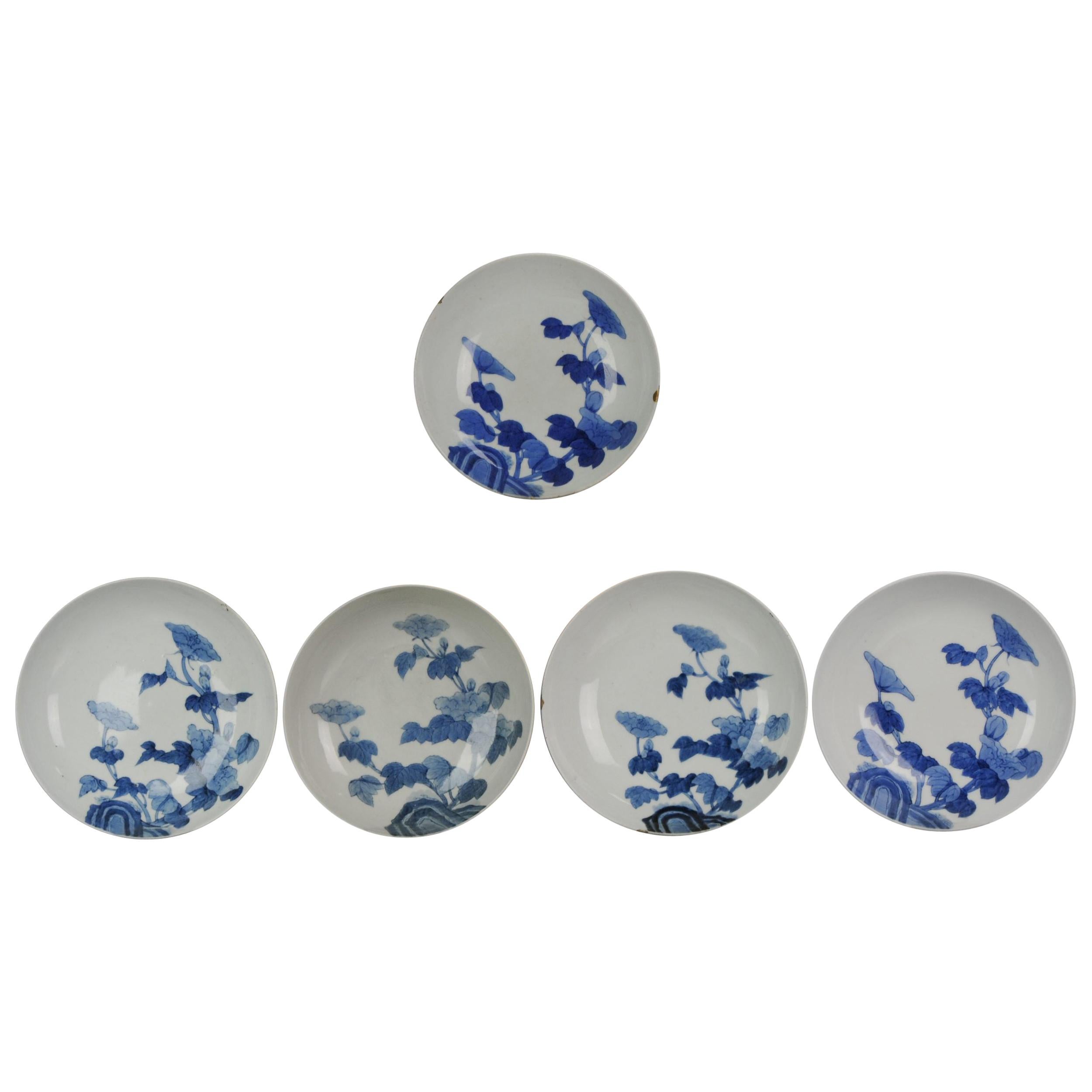 #5 Set Antique 18th-19th Century Japanese Arita Nabeshima Blue White Dishes