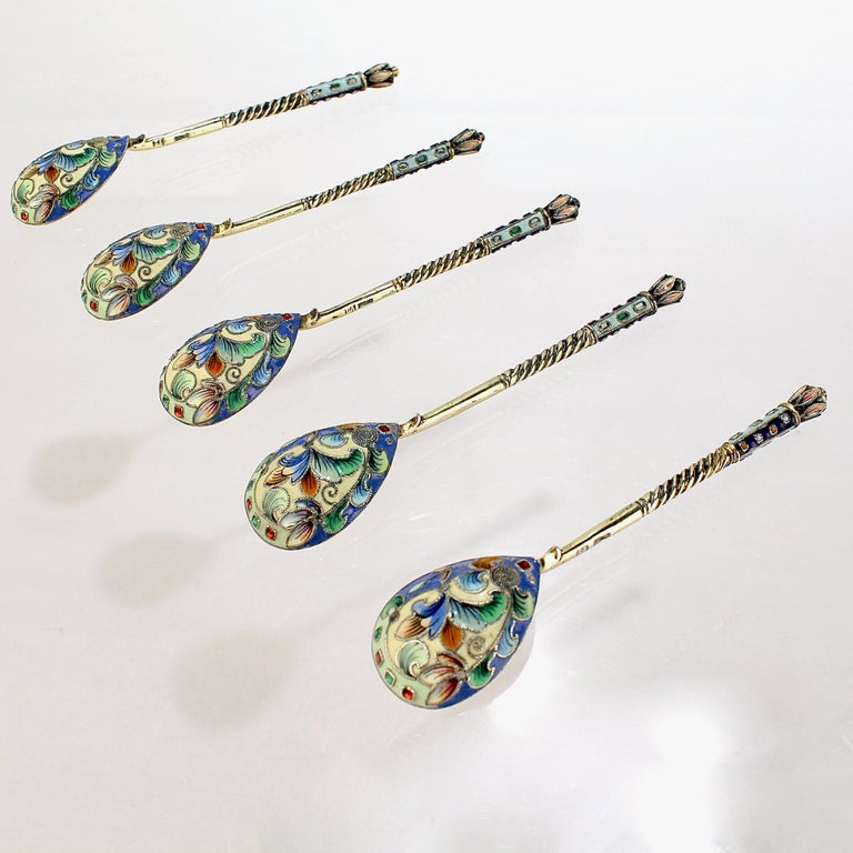 Russian cloisonne shop spoons