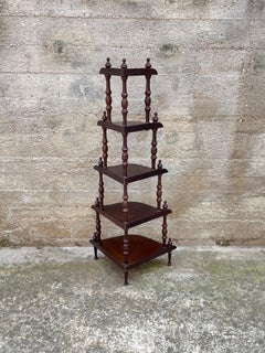 5 Shelves Italian Corner Cabinet, 1980s