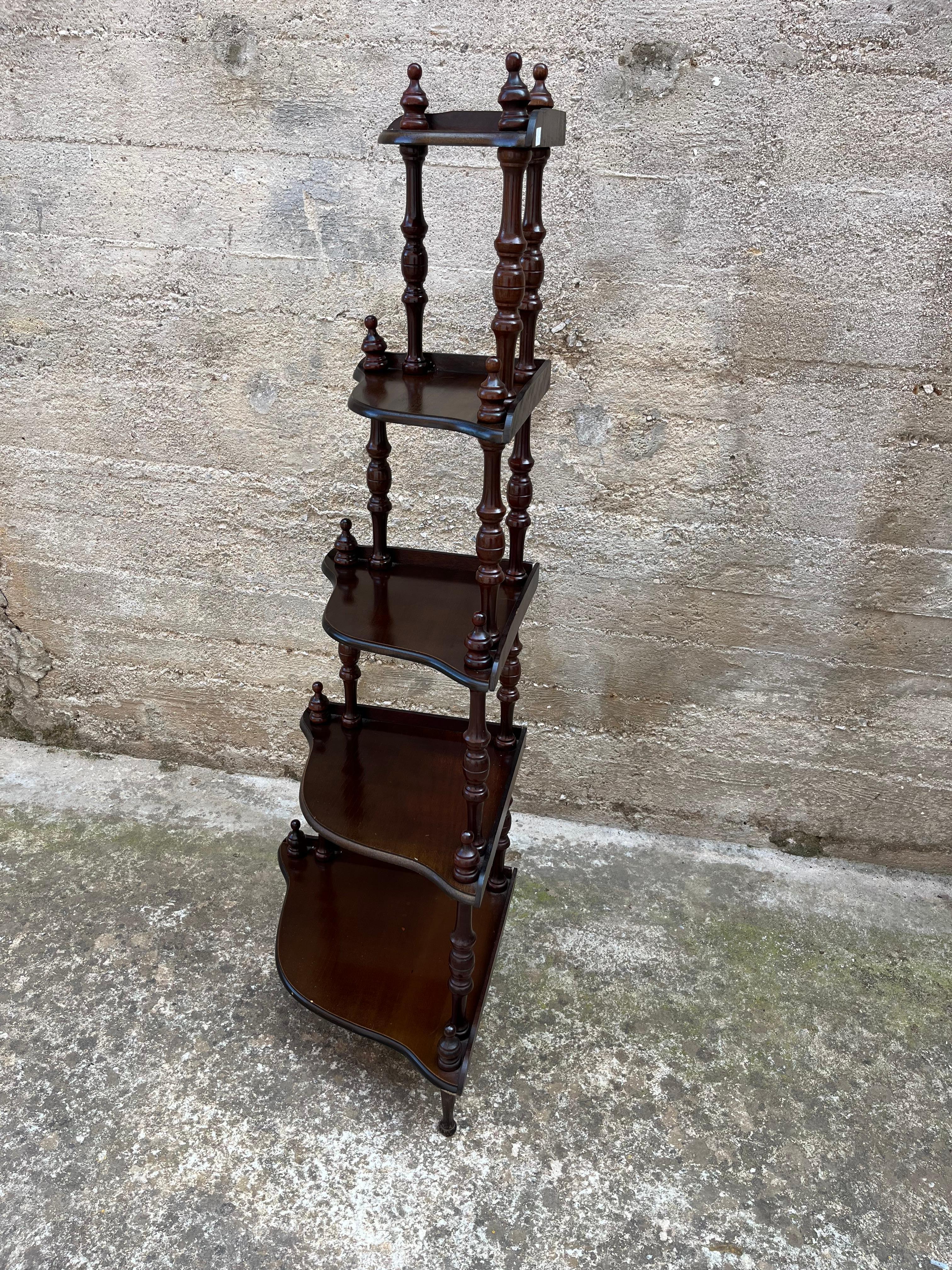 Late 20th Century 5 Shelves Italian Corner Cabinet, 1980s For Sale