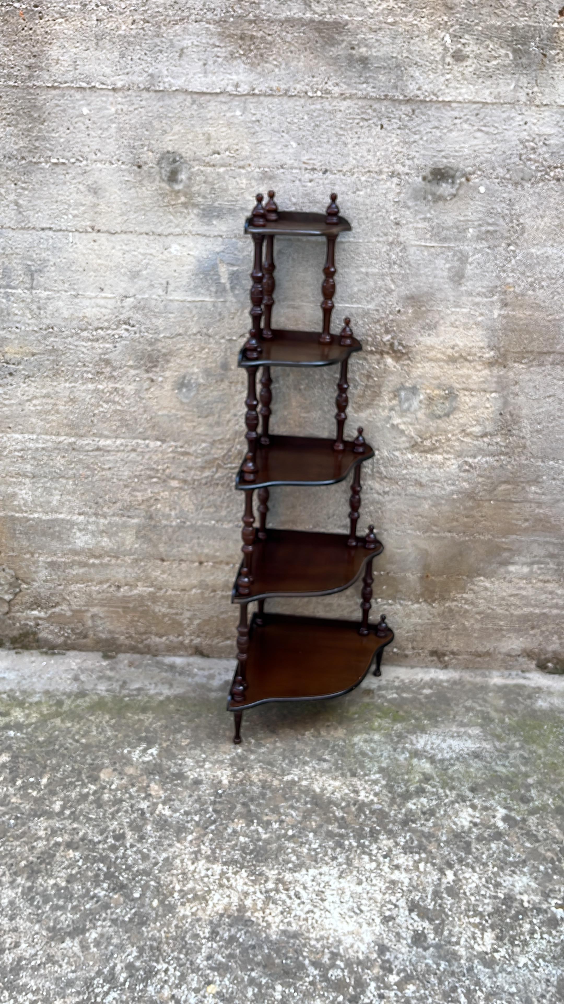 5 Shelves Italian Corner Cabinet, 1980s For Sale 3