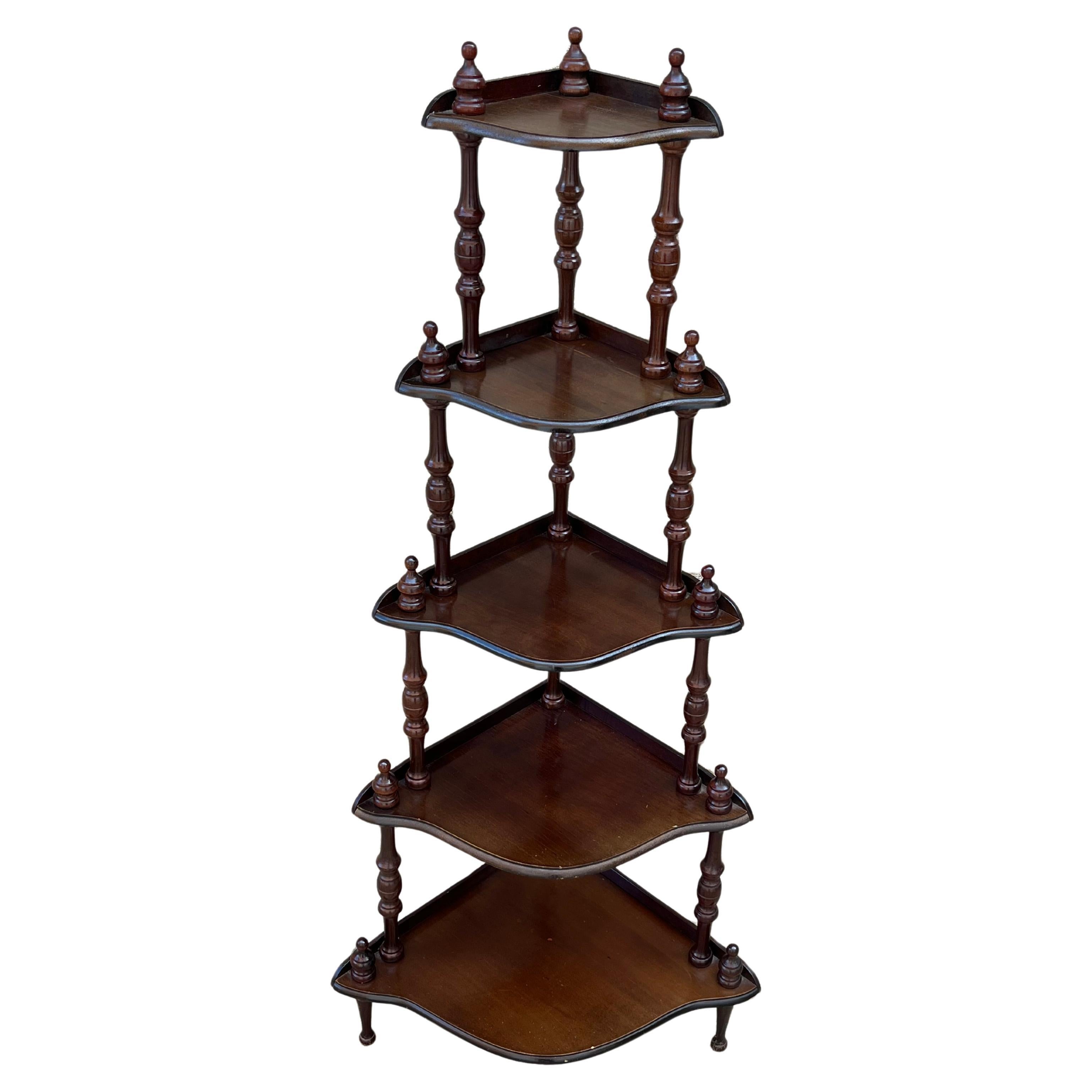5 Shelves Italian Corner Cabinet, 1980s
