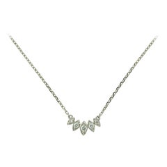 5 Small Diamond Spike in 18 Karat White Gold Necklace