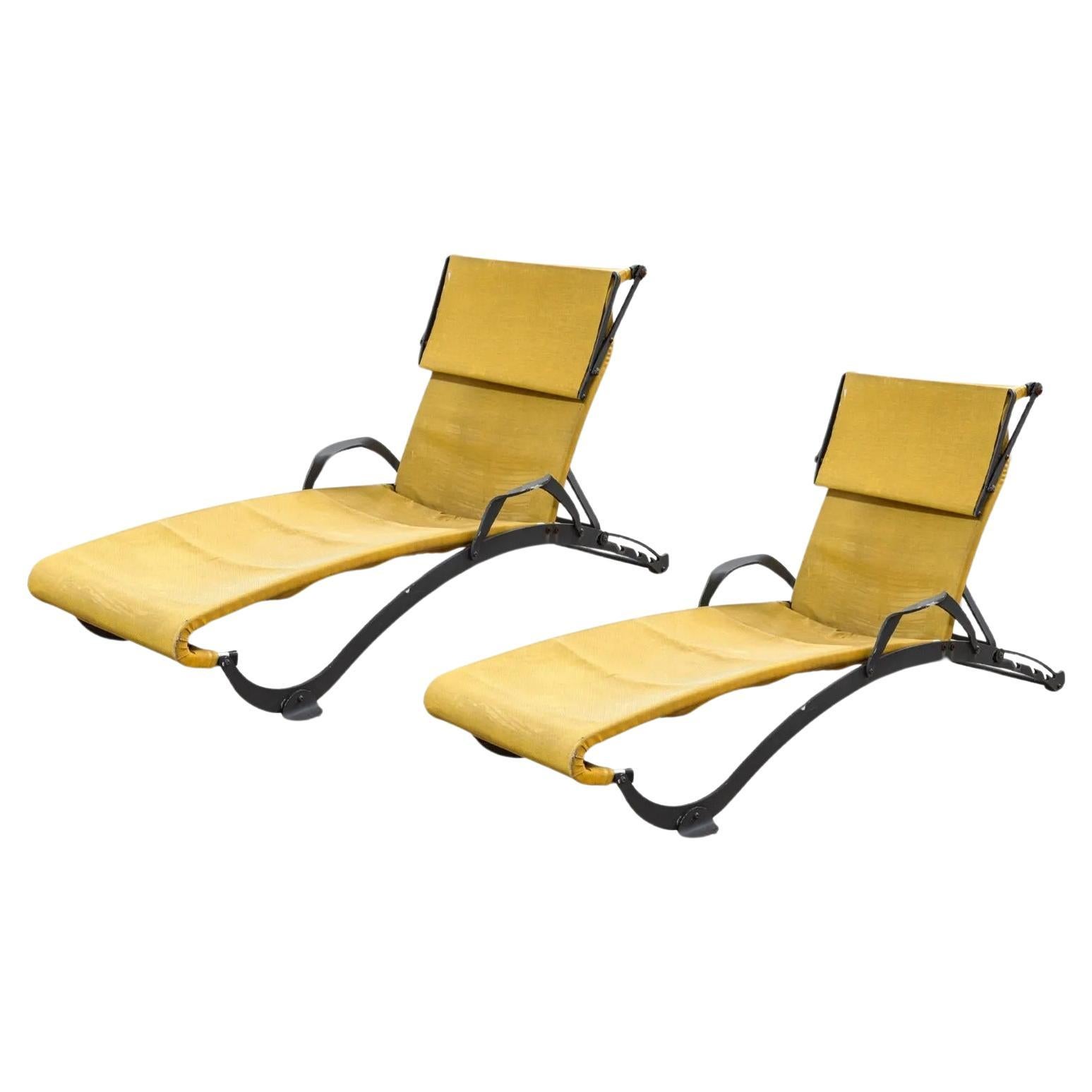 5 Stars Italy Patio Adjustable Reclining Sun-friendly Lounge Chairs Mid Century For Sale
