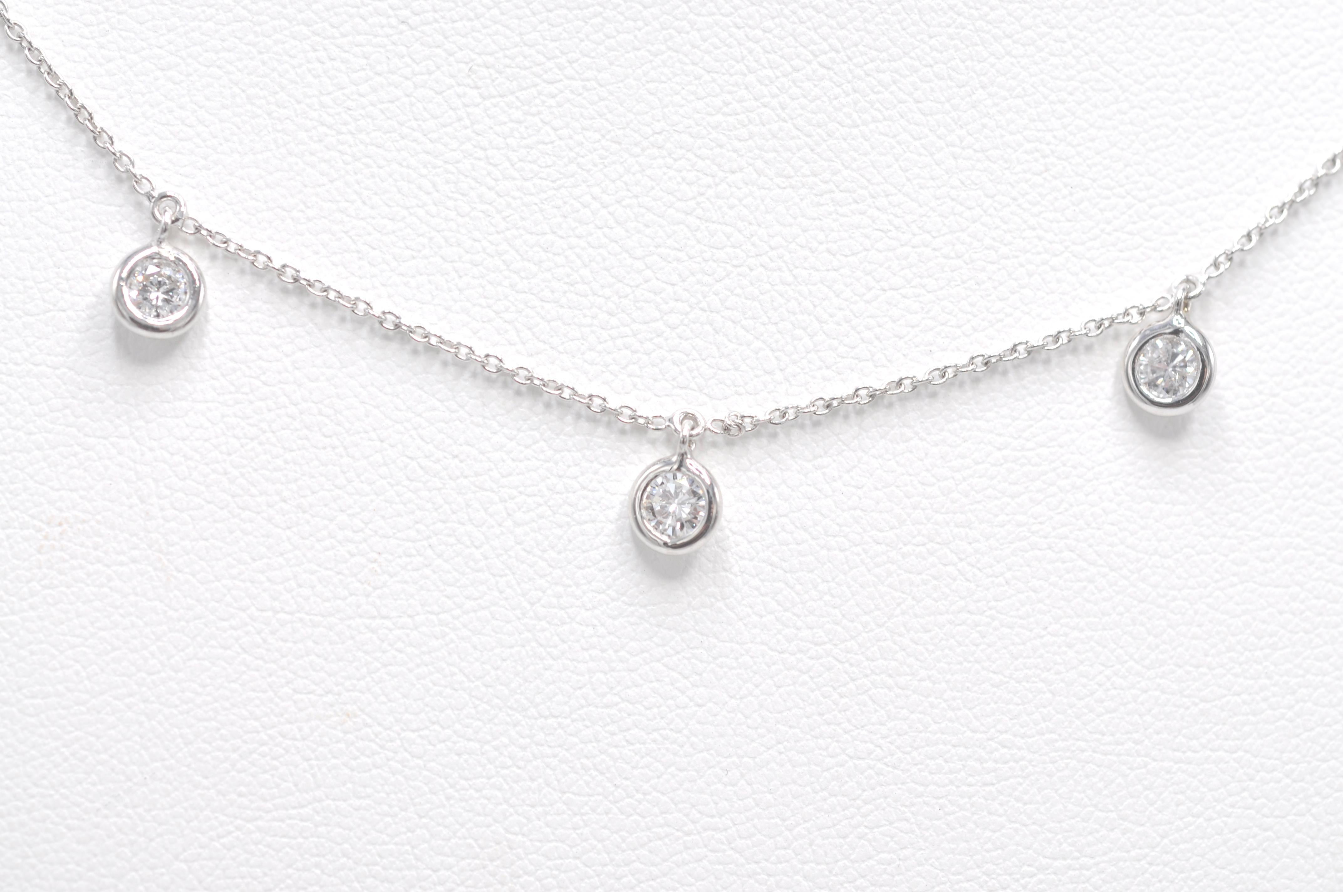 Modern 5 Station Diamond Drop Necklace