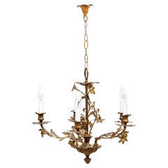 Antique 5 Stem Brass Chandelier