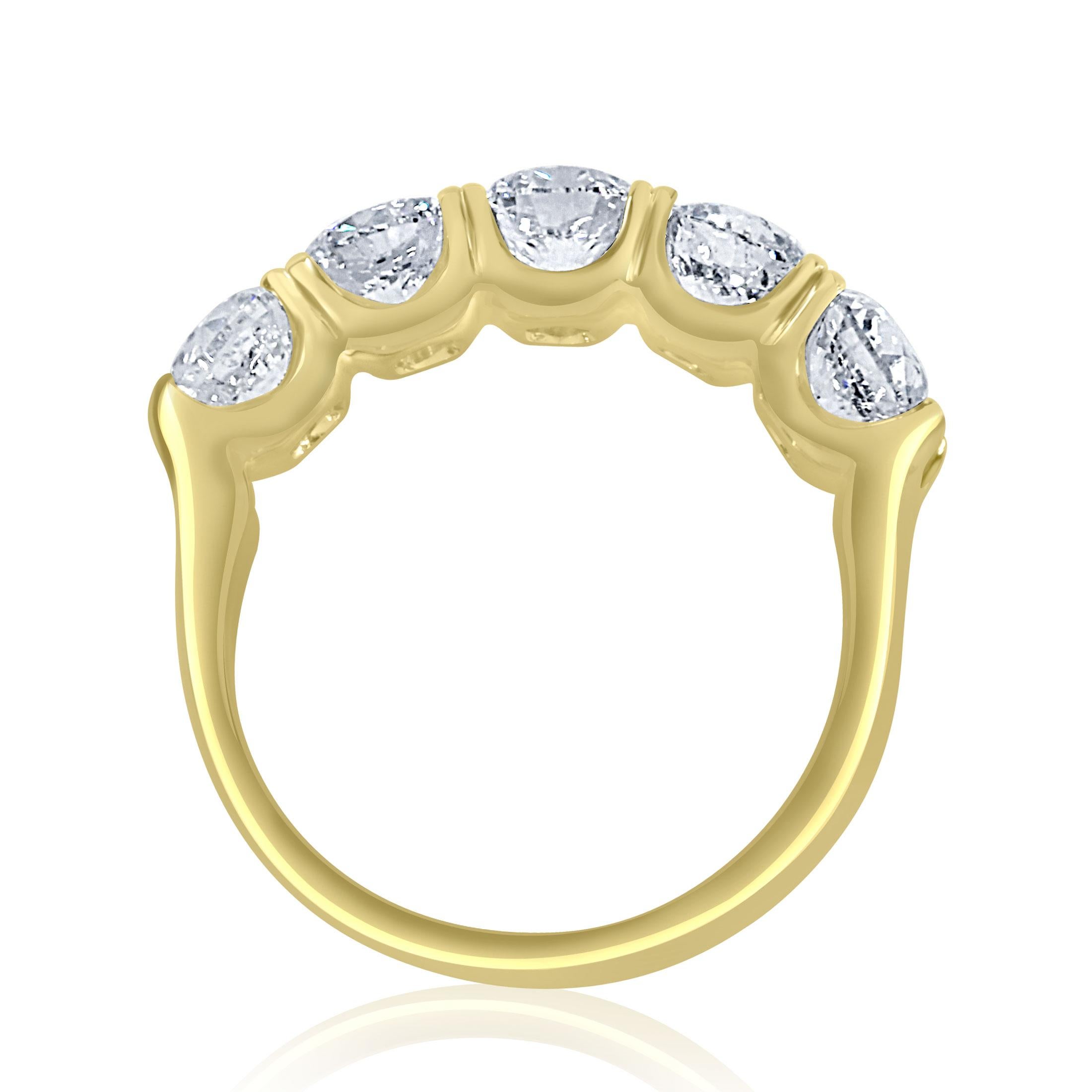 5 Piedras 2.61 Quilates Diamante Corte Redondo Aniversario de Boda Oro Amarillo 14K en venta 5