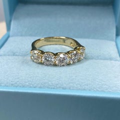 5 Stone 2.61 Ct Round Cut Diamond Wedding Anniversary Band 14K Yellow Gold