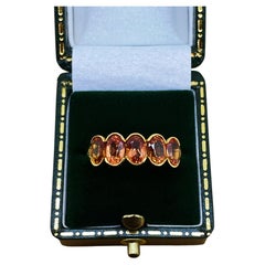 5-Stone 3.75ct Orange Sapphire Half-Hoop Ring in 18K Yellow Gold Valued at $8500