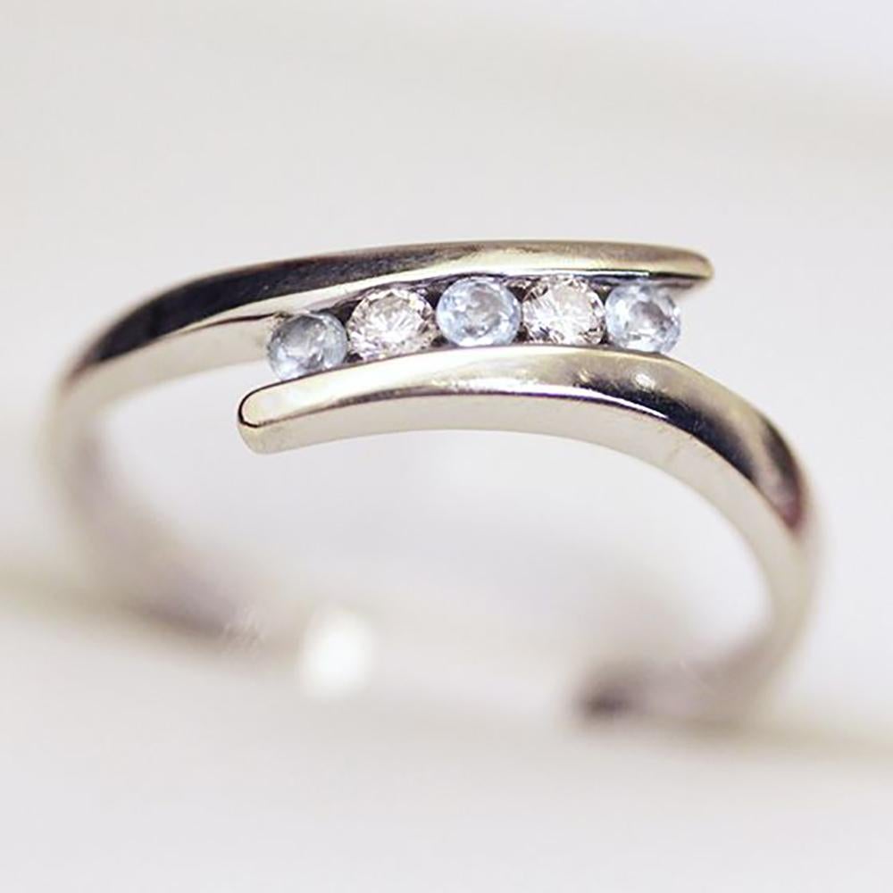 Women's 5-Stone Aquamarine & Diamond Ring For Sale