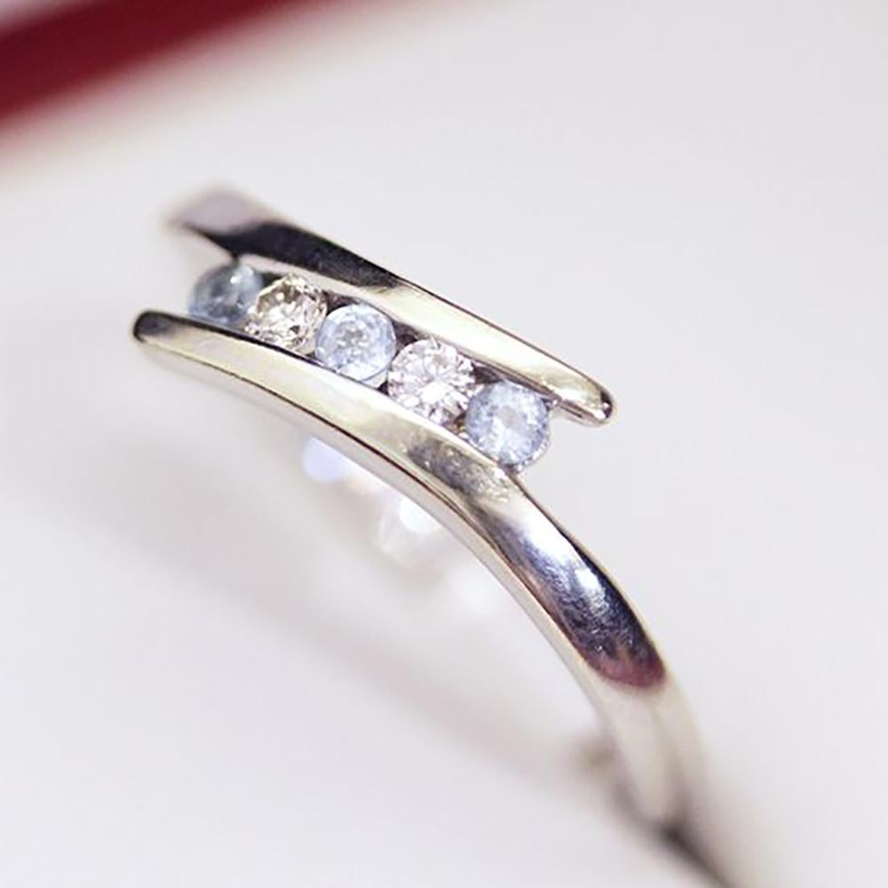 5-Stone Aquamarine & Diamond Ring For Sale 3
