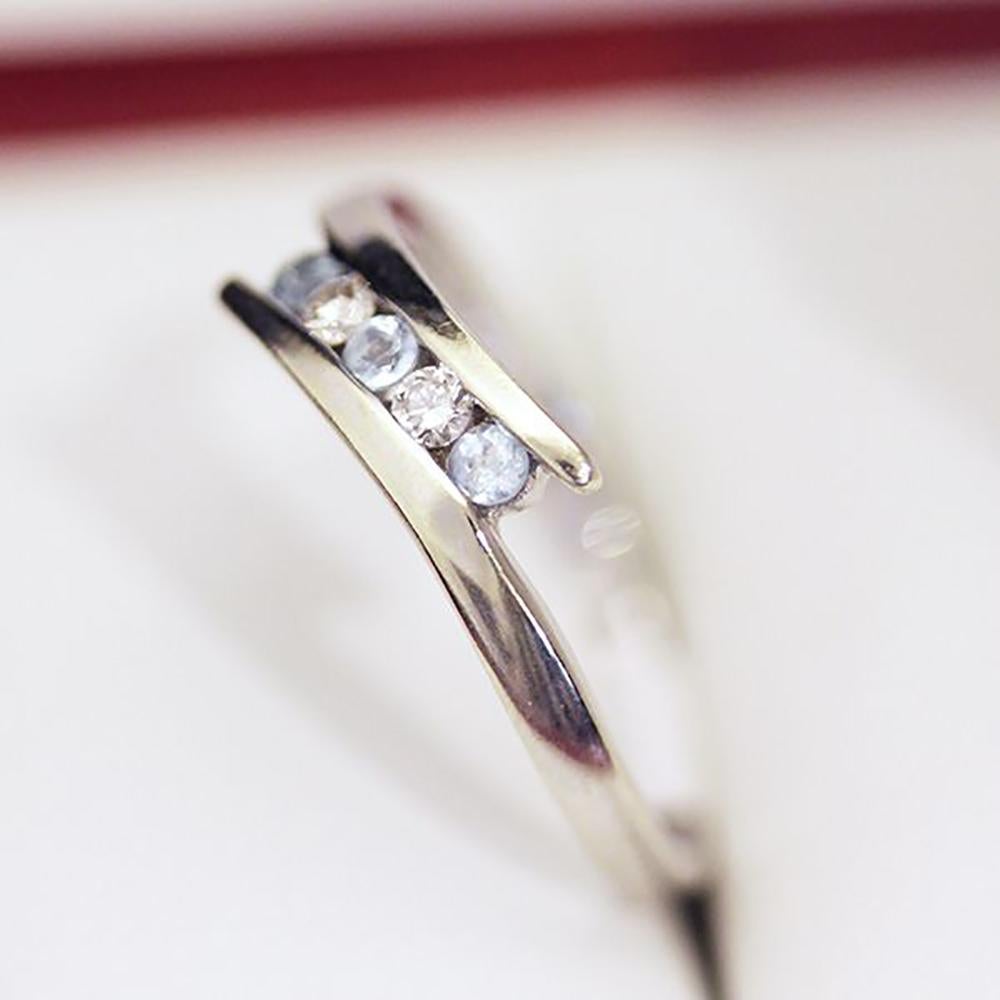5-Stone Aquamarine & Diamond Ring For Sale 4