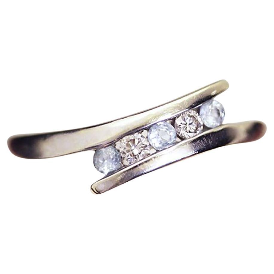 5-Stone Aquamarine & Diamond Ring For Sale