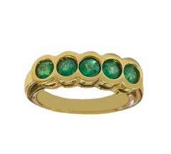 5 Stone Columbian Emerald Ring in Yellow Gold