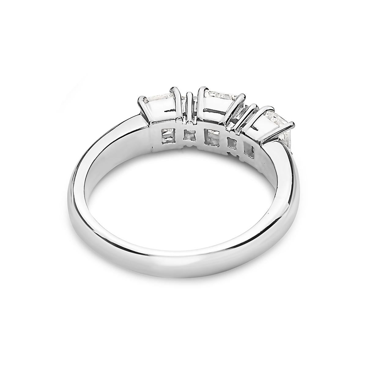 Emerald Cut 5-Stone Diamond and Platinum Engagement Ring For Sale