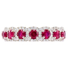 5 Stone Diamond and Ruby Band