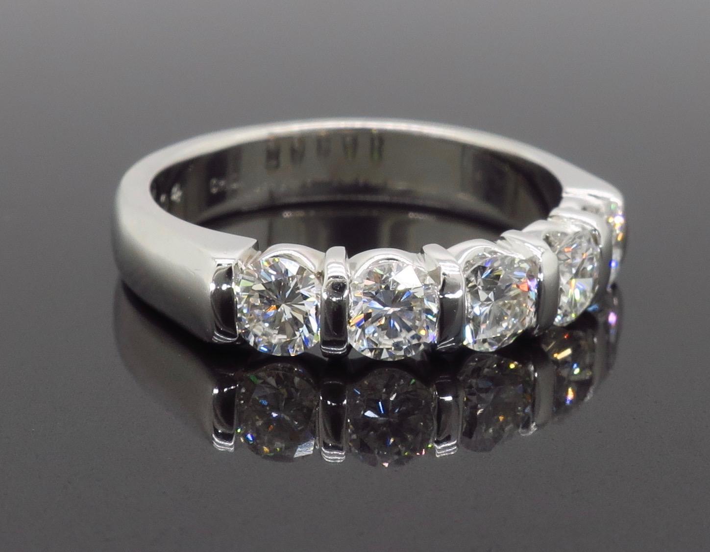 Women's or Men's 5-Stone Diamond Anniversary Band