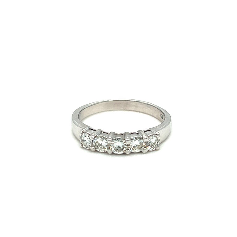 5 Stone Diamond Band Ring 18K White Gold For Sale at 1stDibs