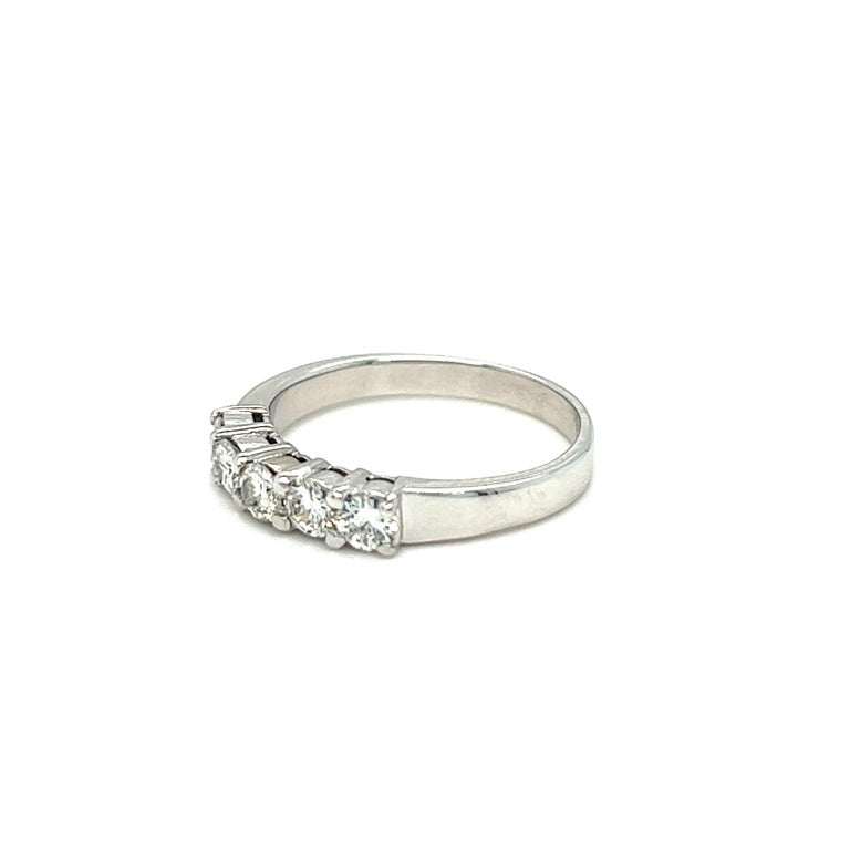 5 Stone Diamond Band Ring 18K White Gold For Sale at 1stDibs