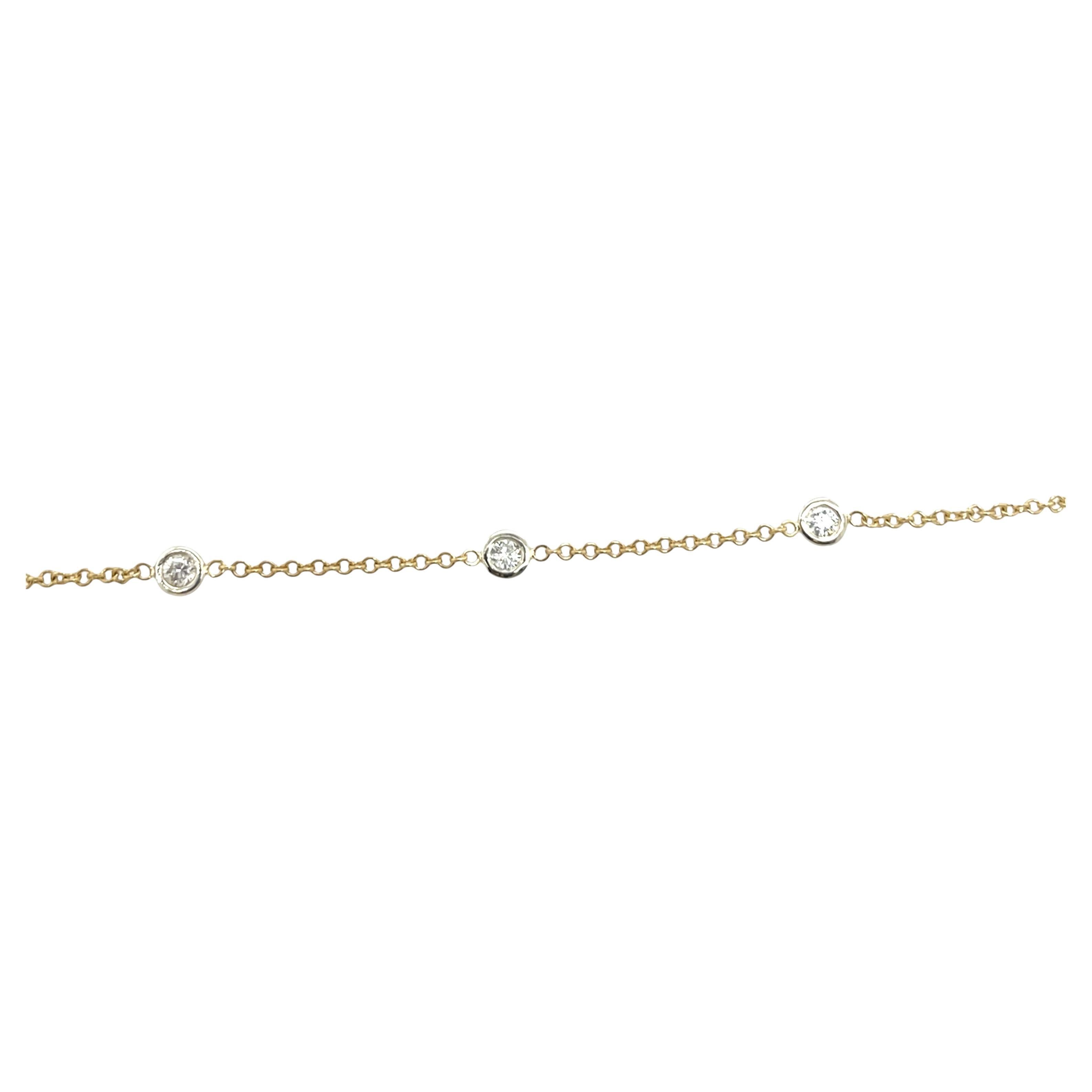 5 Stone Diamond Bracelet Set in 9ct Yellow and White Gold For Sale