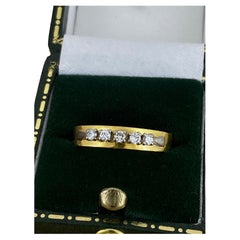 5-Stone Diamond (Claw Set) 4.5mm Thick Vintage Band in 18K Yellow Gold
