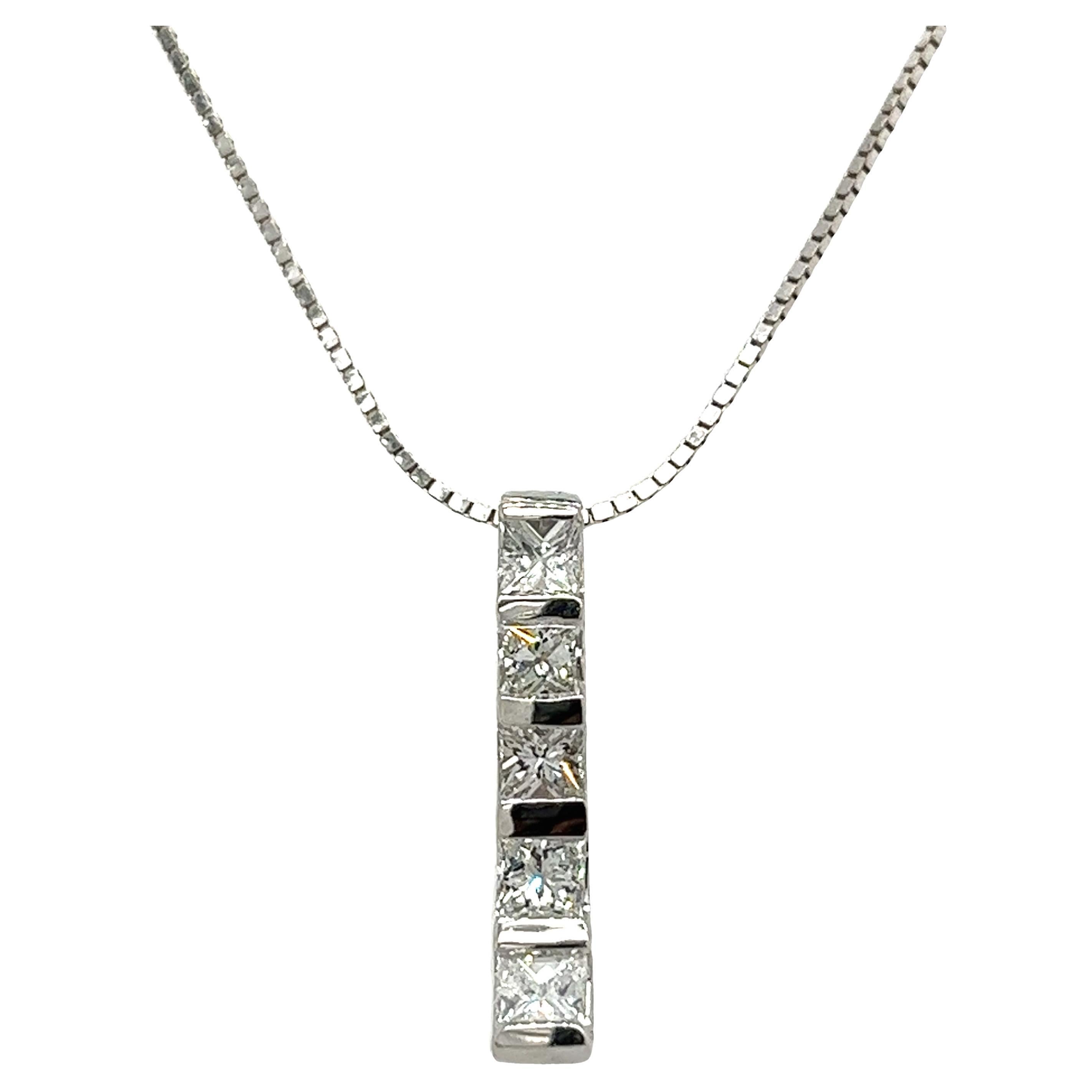 5-Stone Diamond Drop Pendant Set In 18ct White Gold