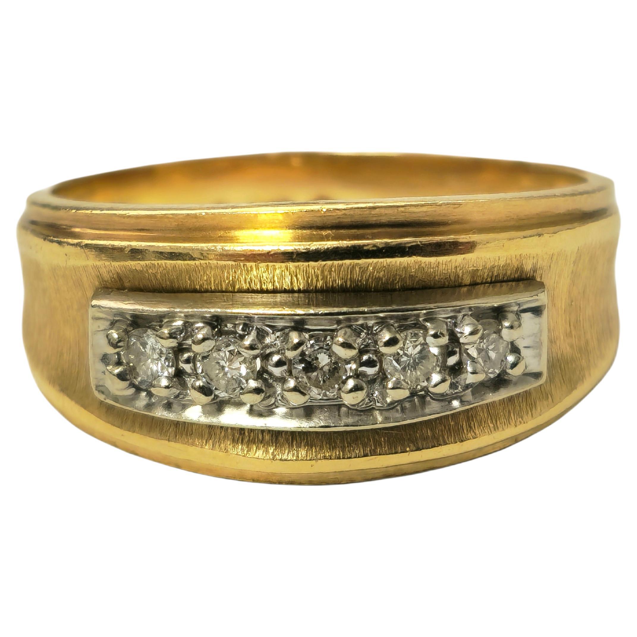 5 Stone Diamond Engagement Ring in 14k yellow gold.  For Sale