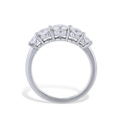 5 Stone Diamond Platinum Band Ring