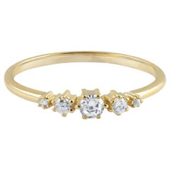 5 Stone Diamond Ring 14 Karat White Gold Anniversary Gift, 5 Stone Diamond