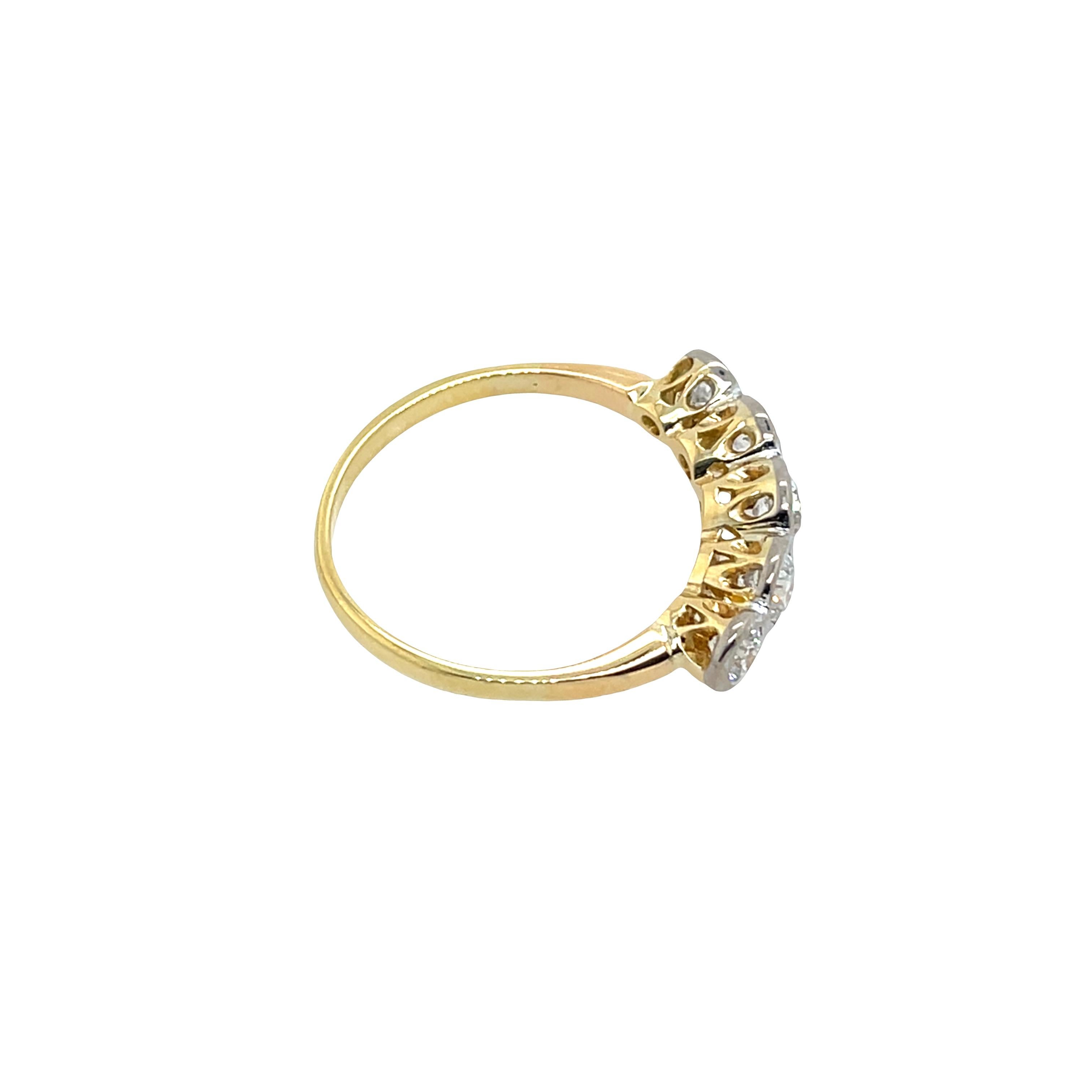 5 Stone Diamond Ring Set mit 0,75ct Diamanten in 18ct Gelb & Weißgold im Zustand „Hervorragend“ im Angebot in London, GB