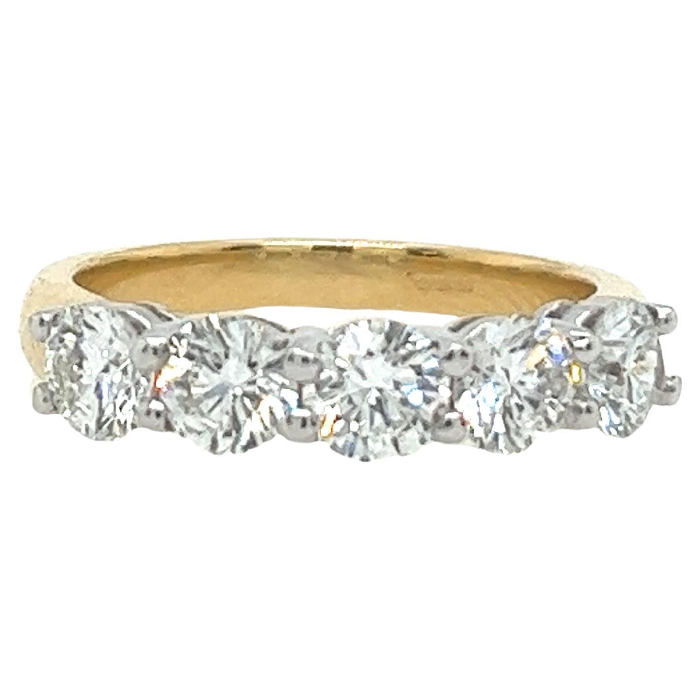 5-Stone Diamond Ring Set With 1.70ct G/VS1 Round Brilliant Diamonds In 18ct Gold