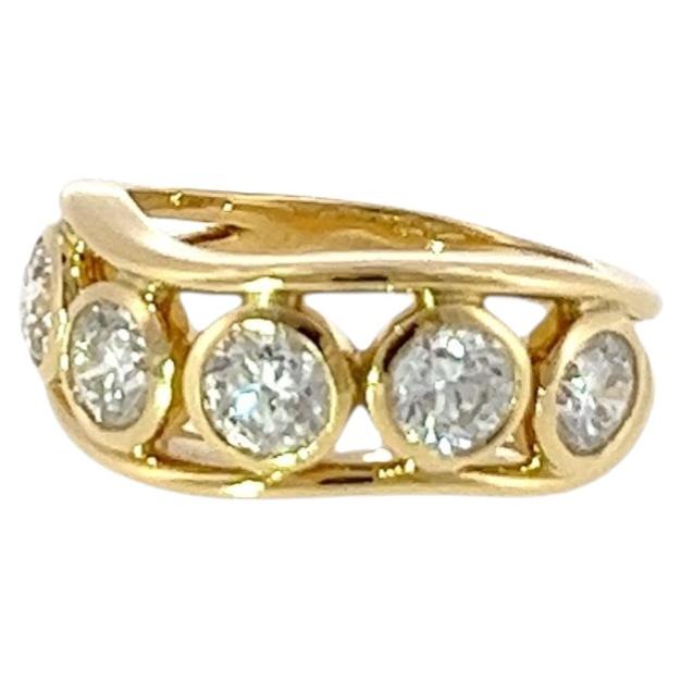 Anello con 5 pietre e 2,10 carati di diamanti in oro giallo 18ct