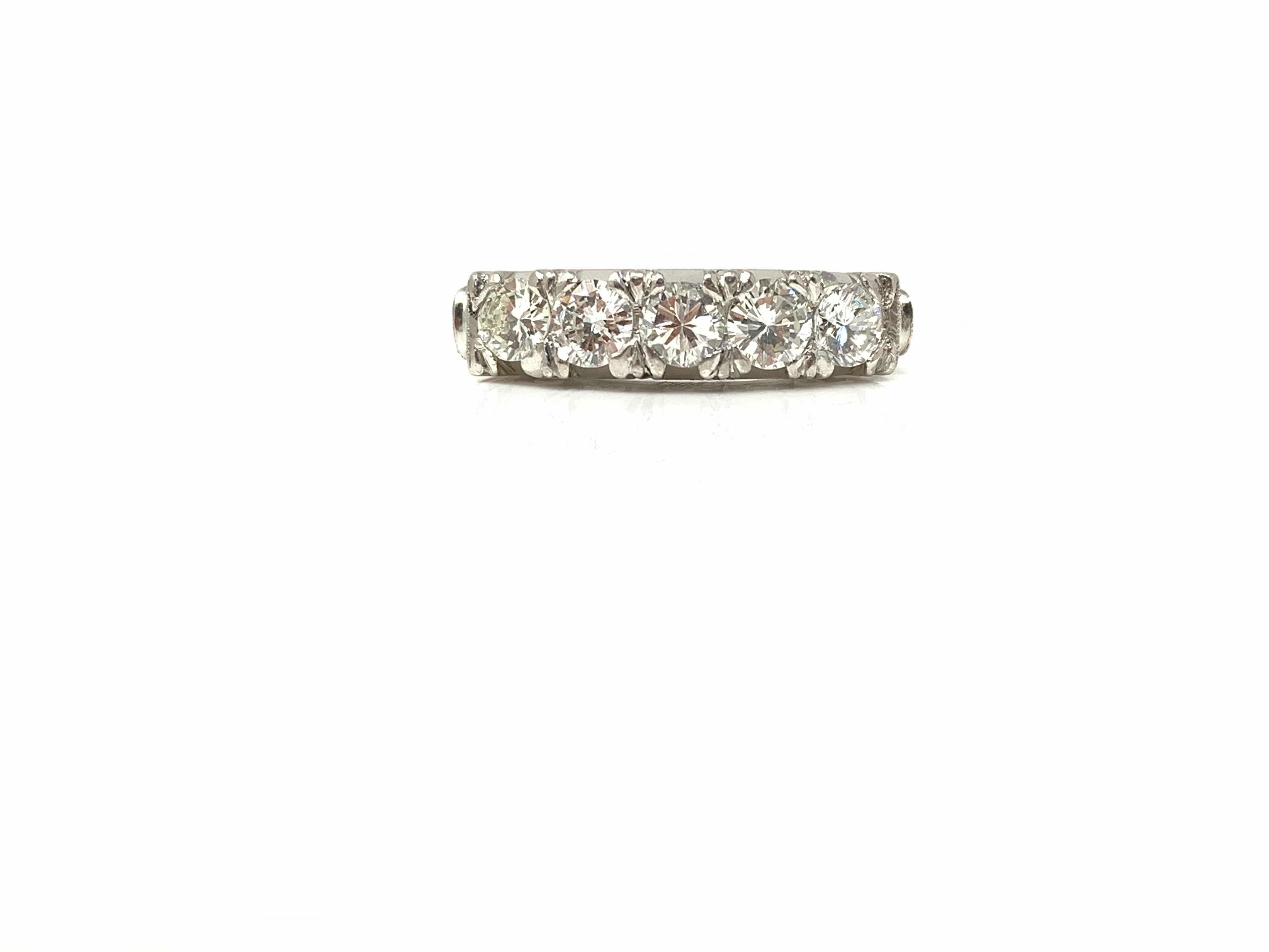 Contemporary 5-Stone Diamond Wedding Ring in Platinum For Sale