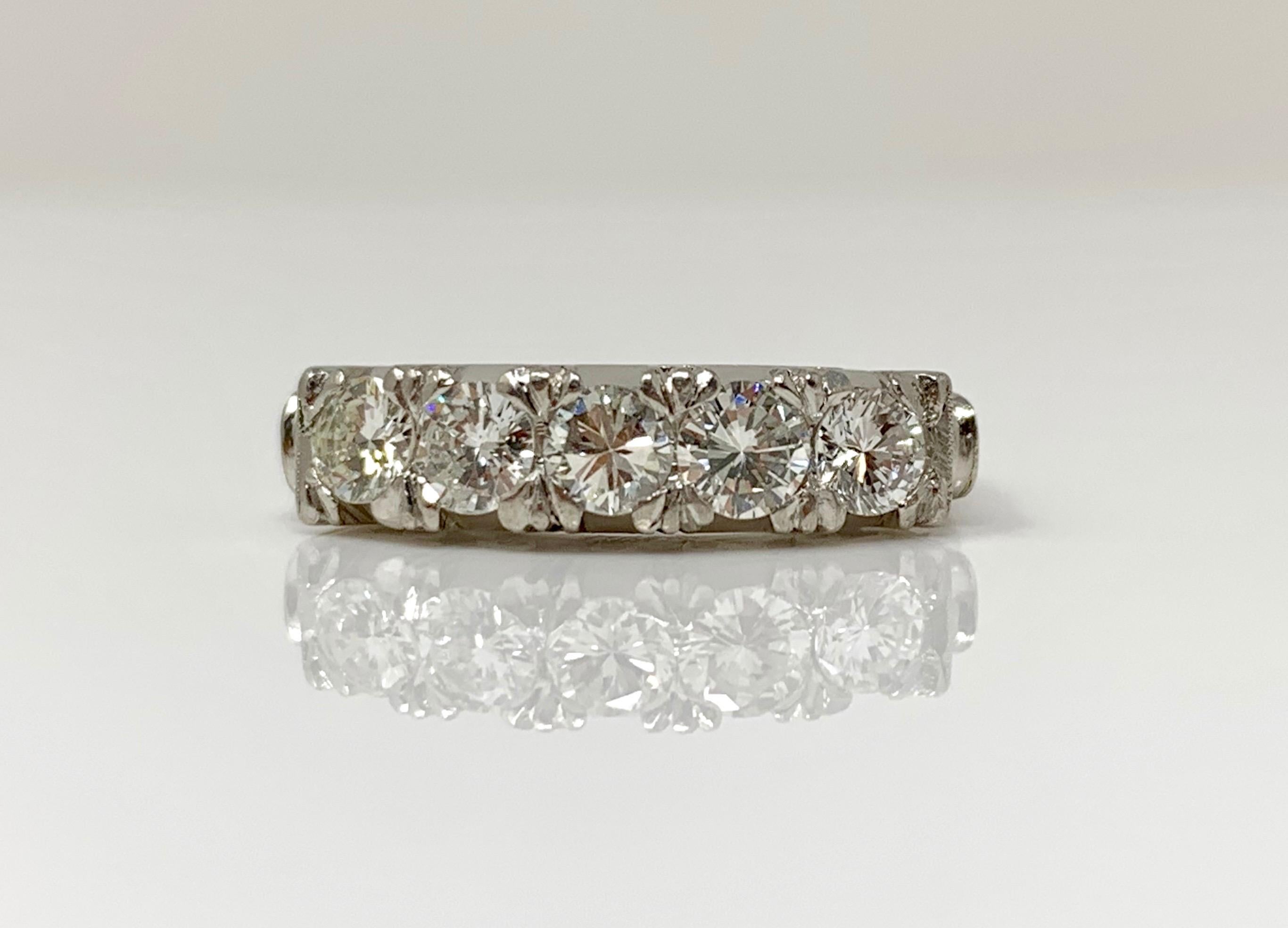 Women's 5-Stone Diamond Wedding Ring in Platinum For Sale
