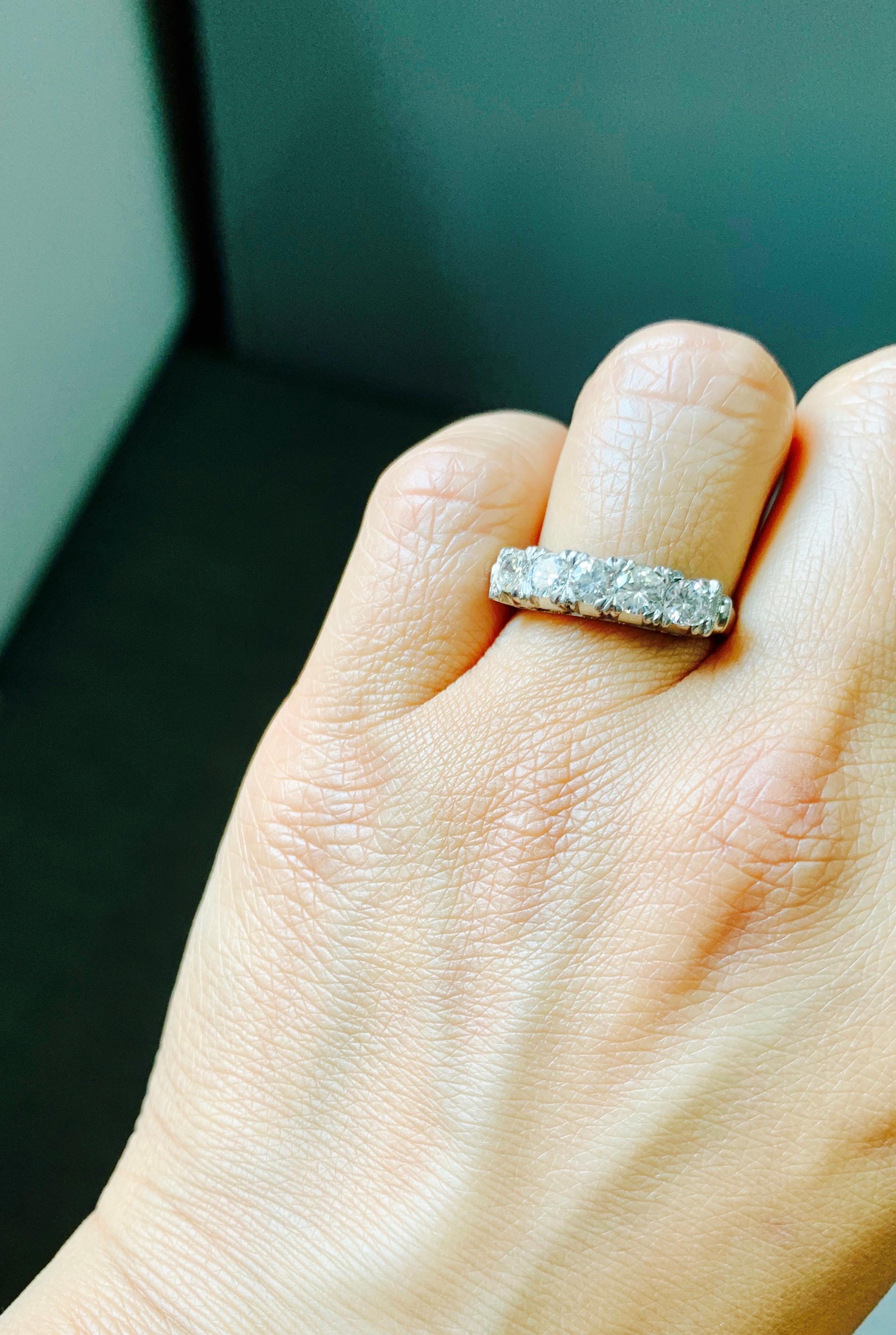 5-Stone Diamond Wedding Ring in Platinum For Sale 2