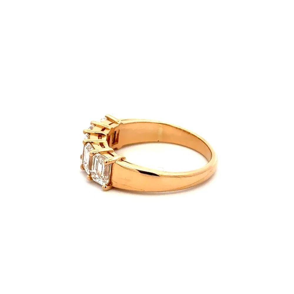 Women's 5 Stone Emerald-Cut Diamond Gold Band Statement Ring For Sale