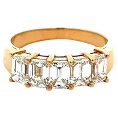 5 Stein Smaragd-Schliff Diamant Goldband Statement Ring