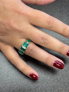 5 Stone Emerald Ring 6 Carats