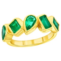 Anillo Esmeralda 5 Piedras Oro Amarillo