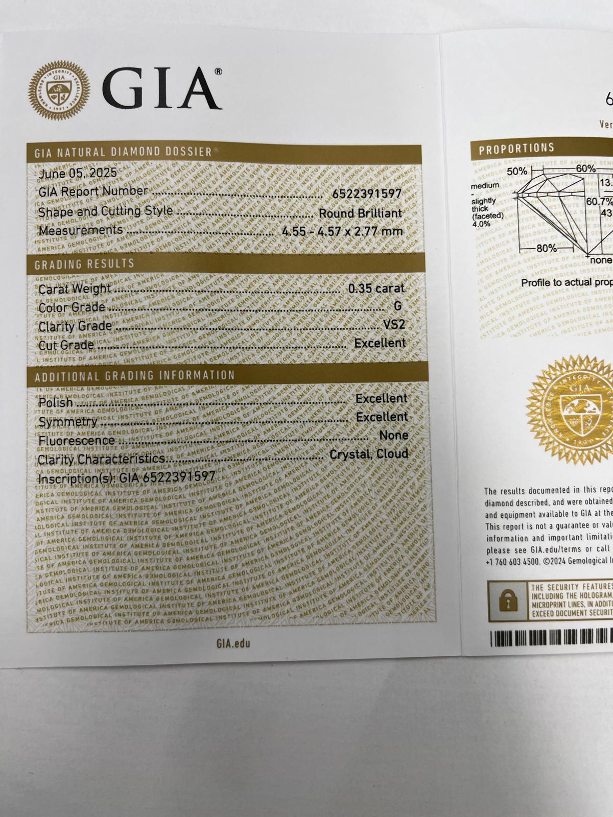 Bague en or jaune 18 ct à 5 pierres et diamants GIA, 2,35 ct de diamants naturels en vente 5