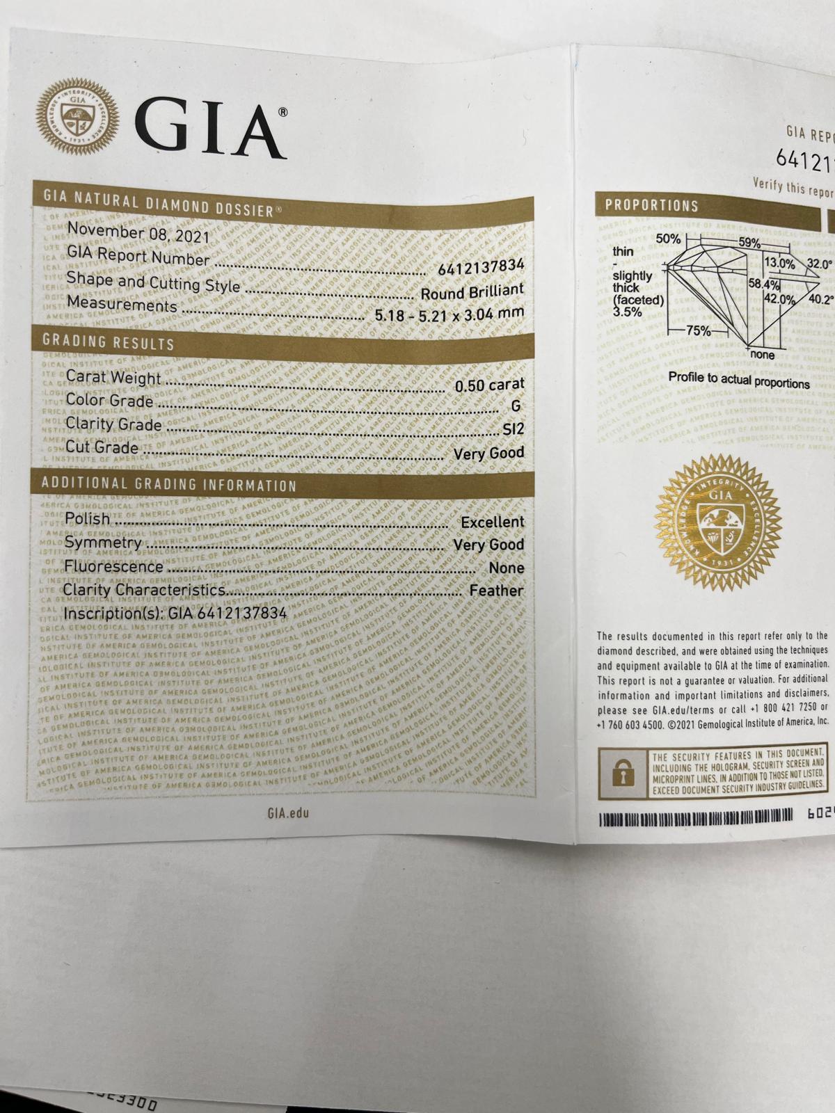 Bague en or jaune 18 ct à 5 pierres et diamants GIA, 2,35 ct de diamants naturels en vente 6