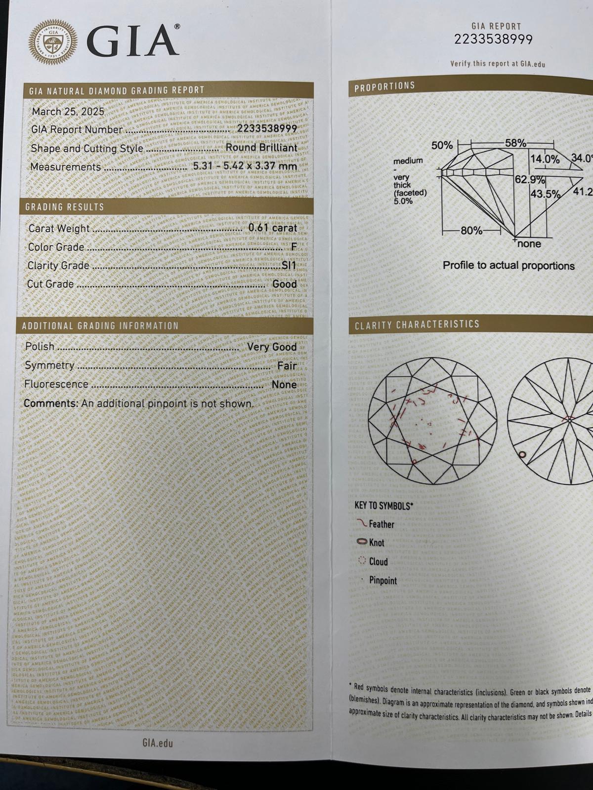 Bague en or jaune 18 ct à 5 pierres et diamants GIA, 2,35 ct de diamants naturels en vente 7