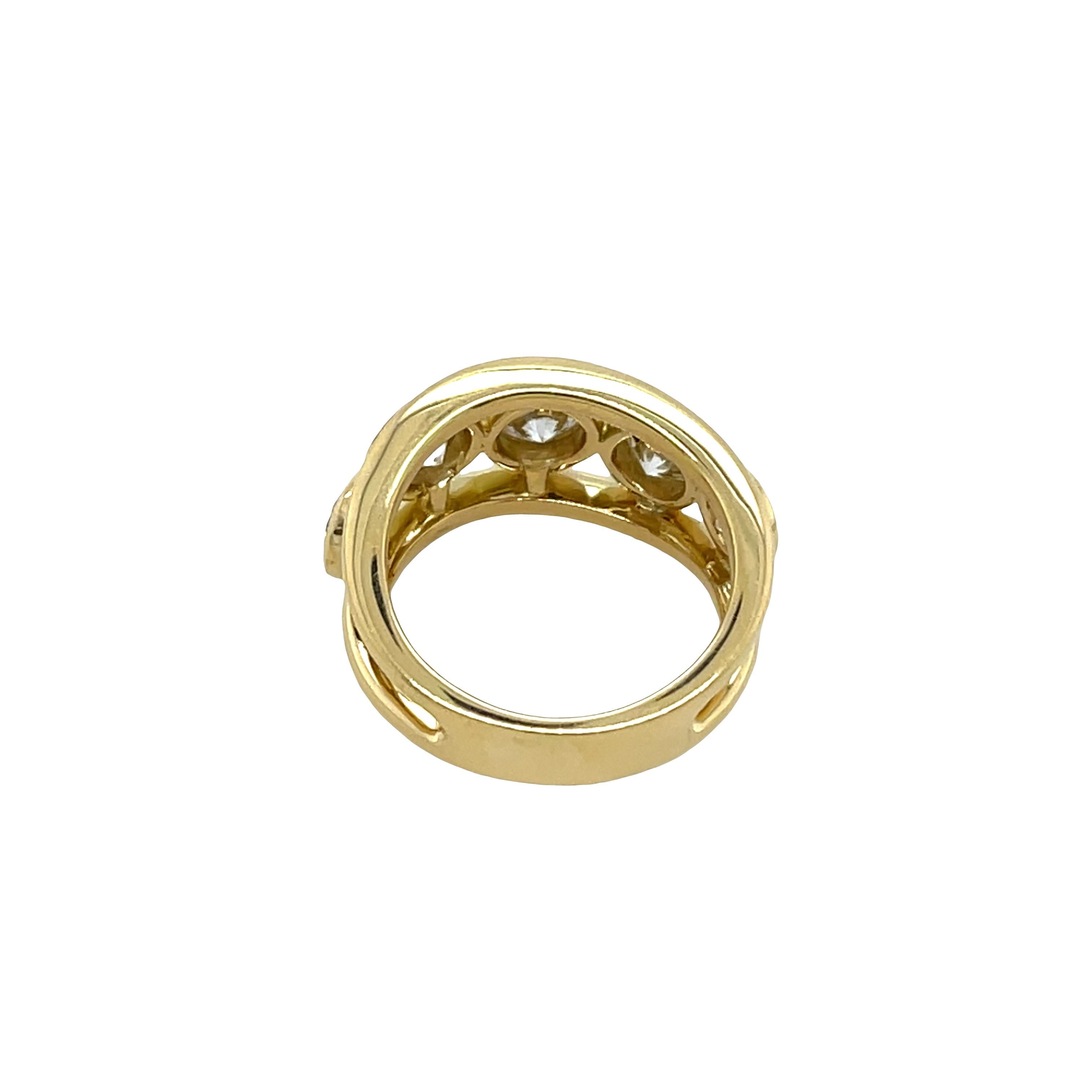 Bague en or jaune 18 ct à 5 pierres et diamants GIA, 2,35 ct de diamants naturels en vente 1