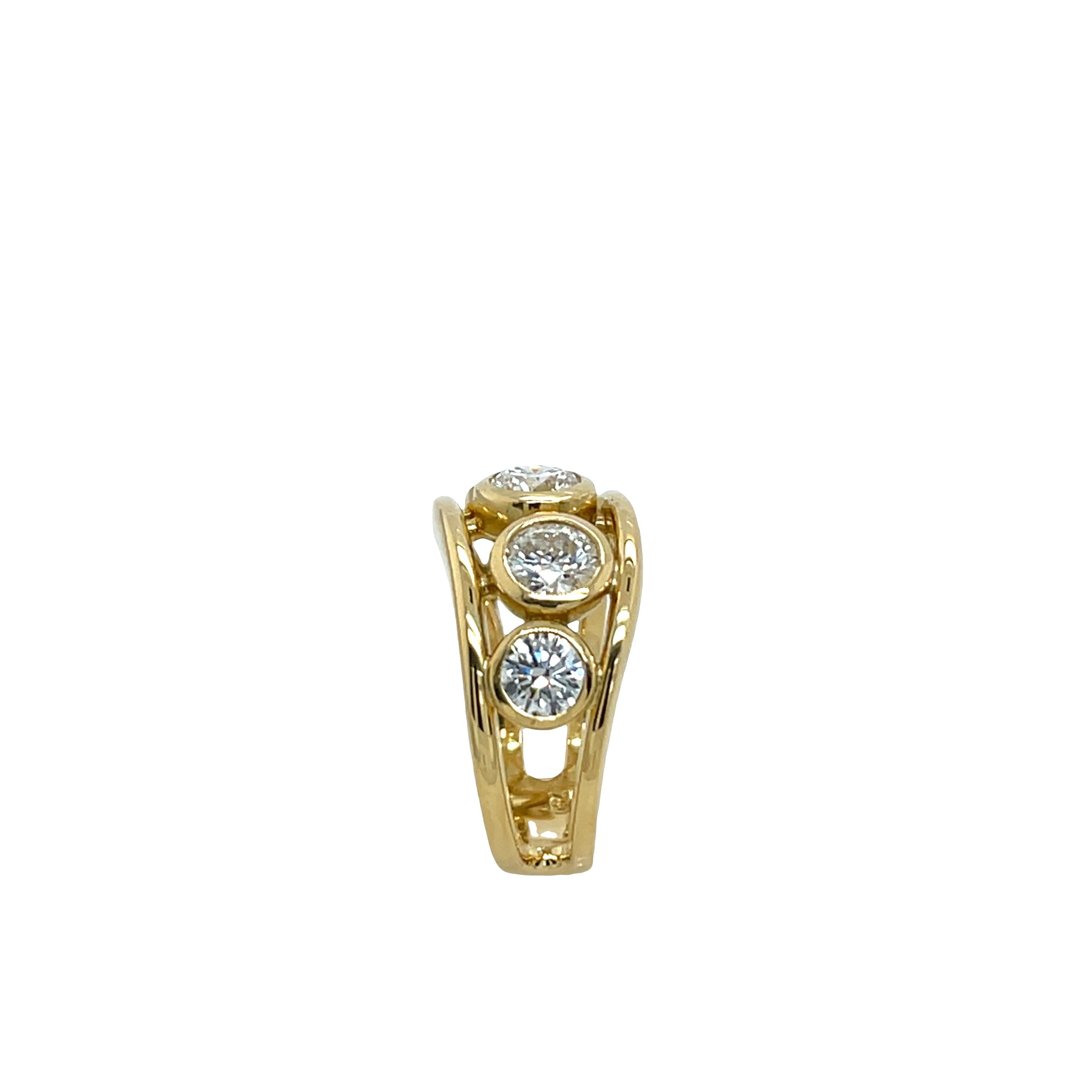 Bague en or jaune 18 ct à 5 pierres et diamants GIA, 2,35 ct de diamants naturels en vente 3