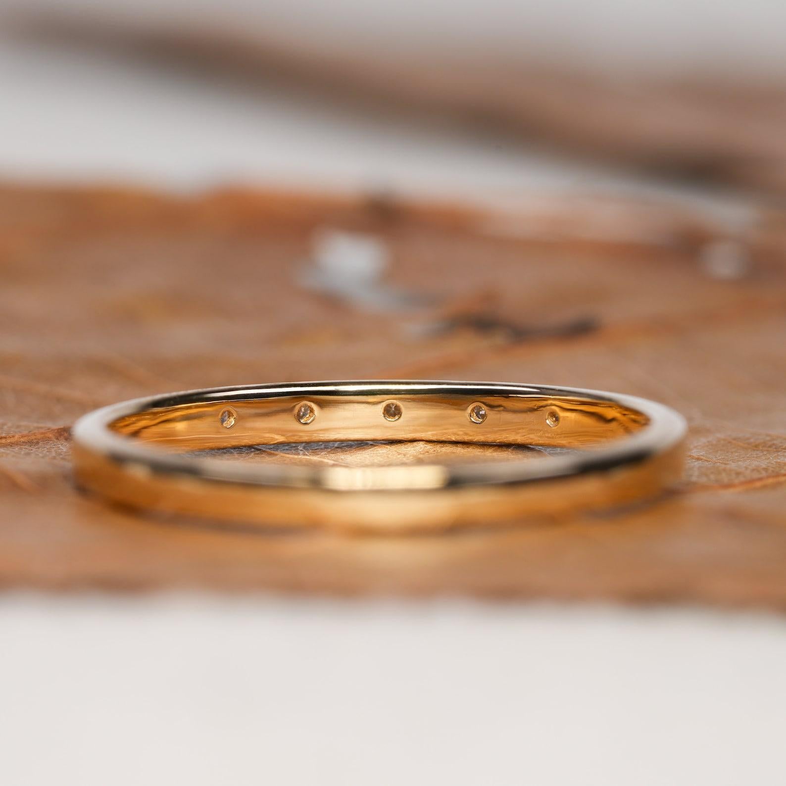 5 Stone Micro Pave Set Minimalist Diamond Ring 14k Gold Ring Minimalist Jewelry For Sale 2